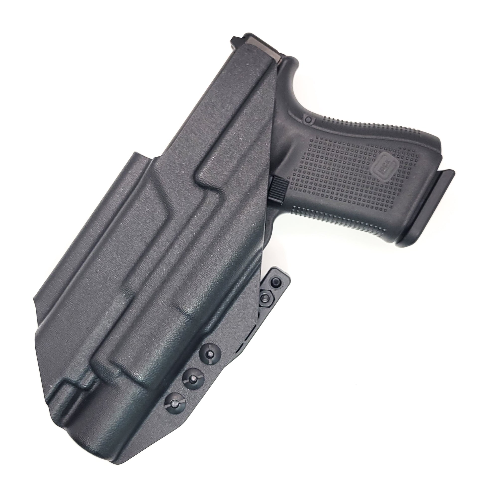 For the best IWB Kydex Inside Waistband Holster for the Glock 19 Gen 5 with the Surefire X300U A or B X300U-A or X300U-B shop Four Brothers 4BROS Holsters.