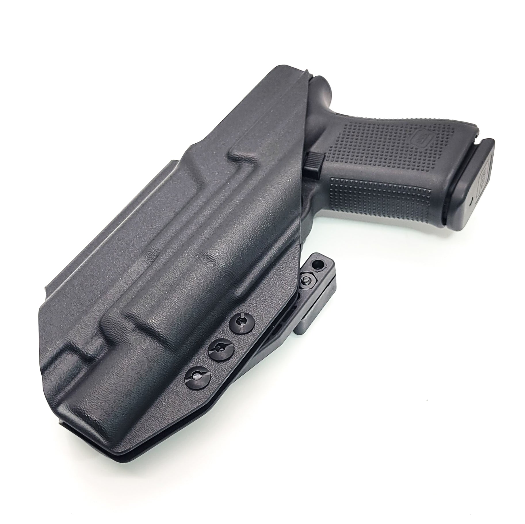 For the best IWB Kydex Inside Waistband Holster for the Glock 19 Gen 5 with the Surefire X300U A or B X300U-A or X300U-B shop Four Brothers 4BROS Holsters.