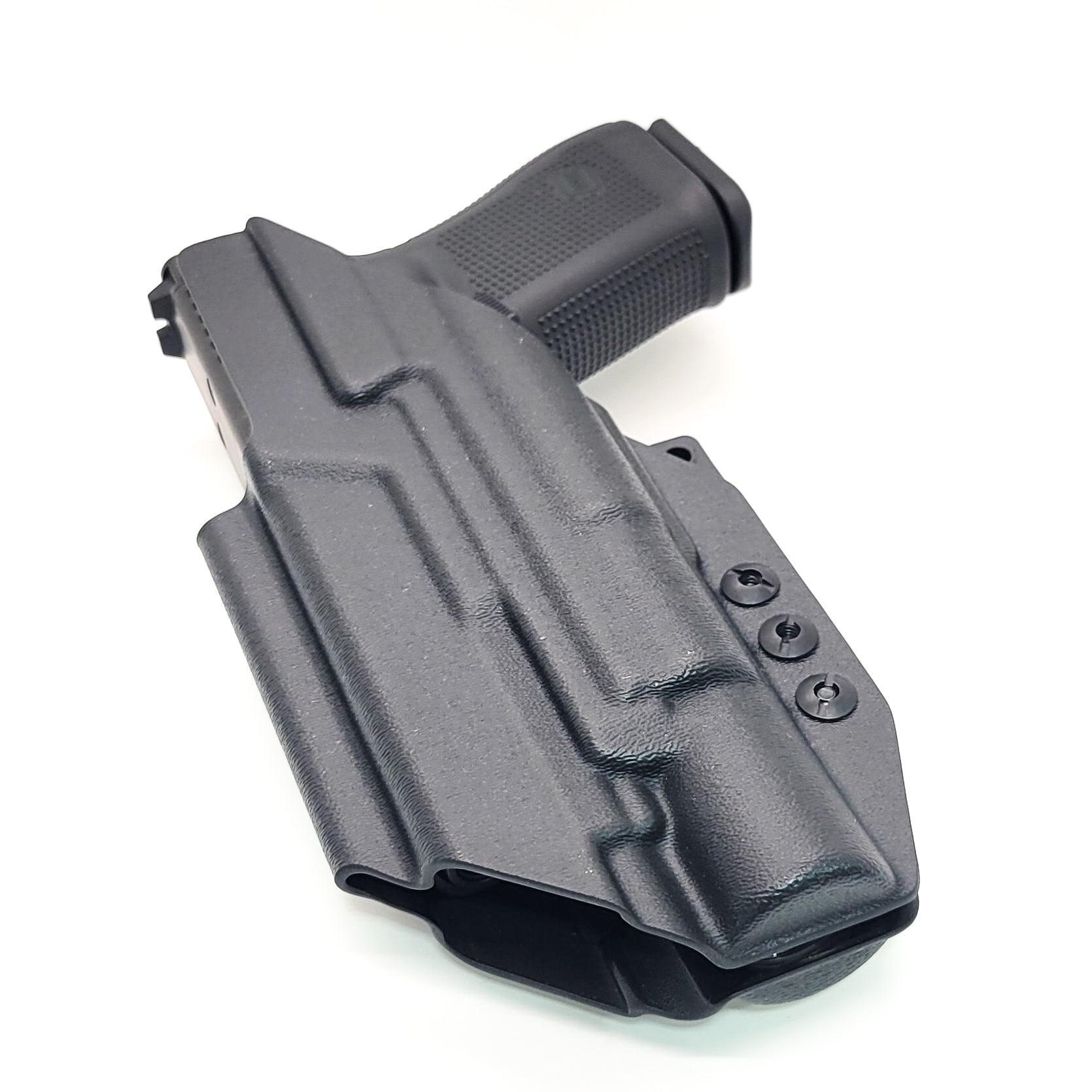 For the best IWB Kydex Inside Waistband Holster for the Glock 19 Gen 5 with the Surefire X300U A or B X300U-A or X300U-B shop Four Brothers 4BROS Holsters.