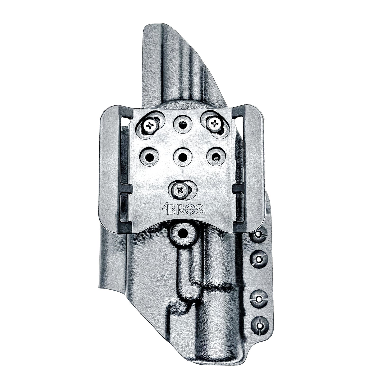 Black Outside Waistband OWB Holster for the Glock 19 and SureFire X300 with 4BROS 1.5" Belt Slide.