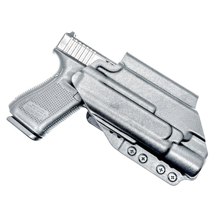 Black Outside Waistband OWB Holster for the Glock 19 and SureFire X300 with 4BROS 1.5" Belt Slide.