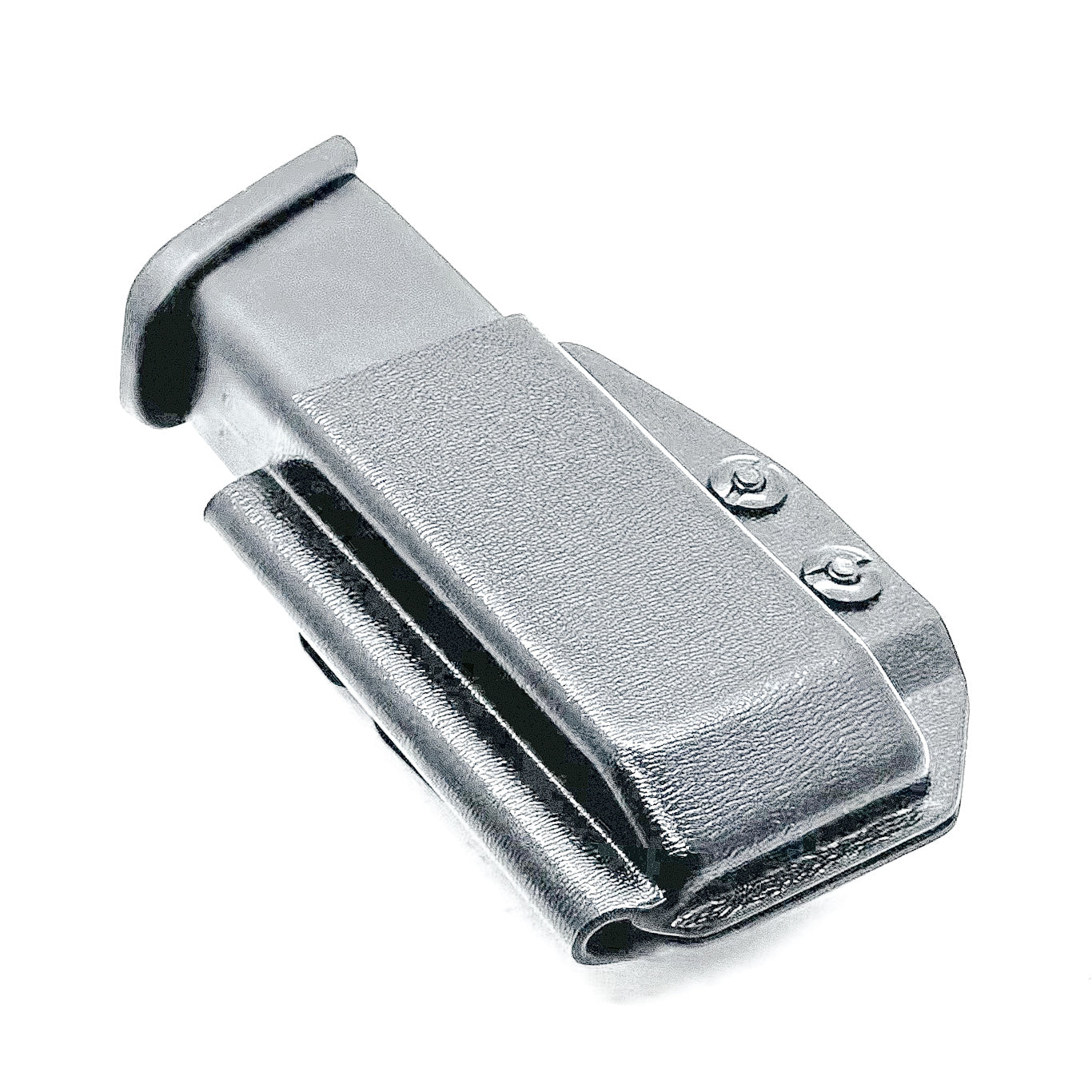 Black Kydex IWB AIWB appendix inside waistband magazine pouch carrier or holster for the Glock 20 10mm mags from Four Brothers Holsters. Made in USA.
