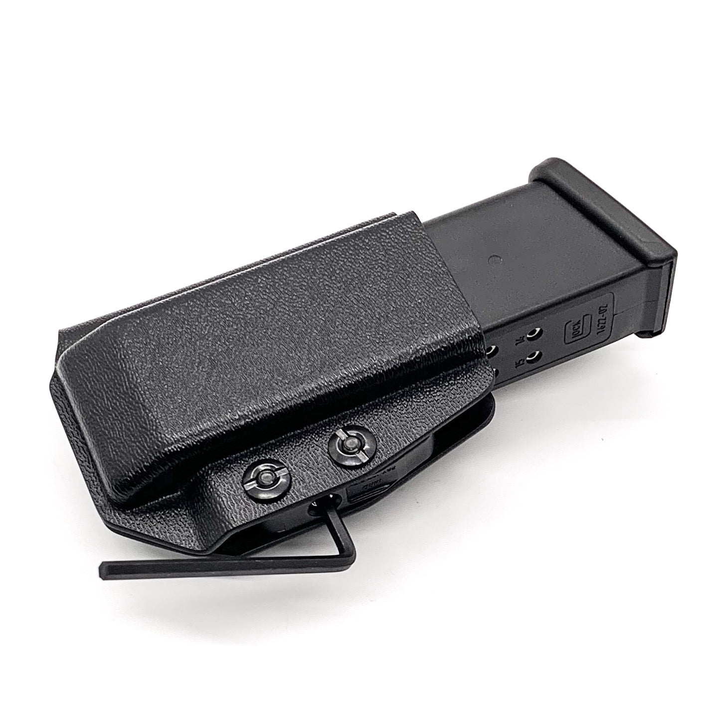 For the Best Kydex IWB AIWB appendix inside waistband magazine pouch carrier or holster for the Glock 20 10mm mags, shop Four Brothers Holsters. Adjustable retention, ride height, and cant, formed from .080" thermoplastic. Proudly made in the USA. Appendix Carry IWB Carrier Holster