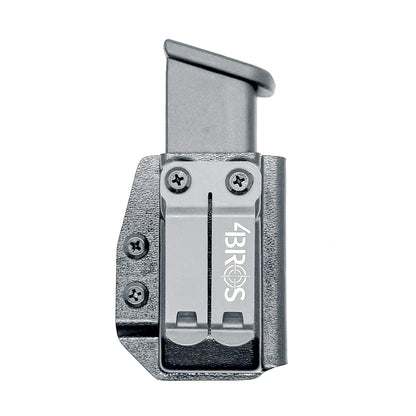 Black Kydex IWB AIWB appendix inside waistband magazine pouch carrier or holster for the Glock 20 10mm mags from Four Brothers Holsters. Made in USA.