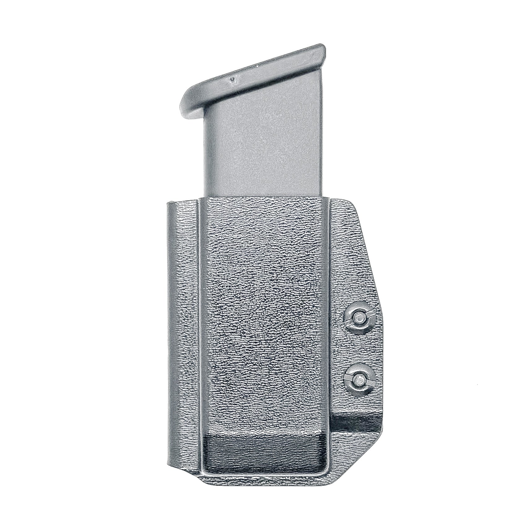 Black Kydex IWB AIWB appendix inside waistband magazine pouch carrier or holster for the Glock 20 10mm mags from Four Brothers Holsters. Made in USA.