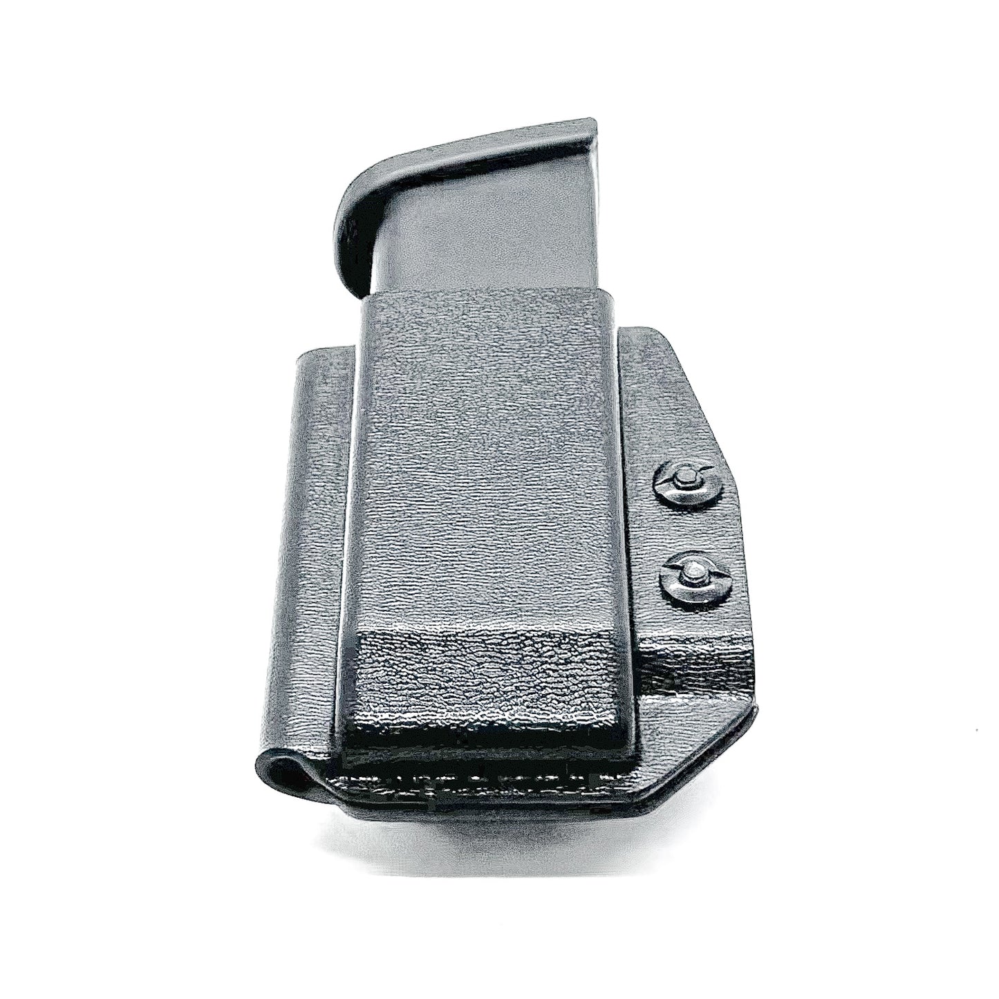 Black Kydex IWB AIWB appendix inside waistband magazine pouch carrier or holster for the Glock 20 10mm mags from Four Brothers Holsters. Made in USA.