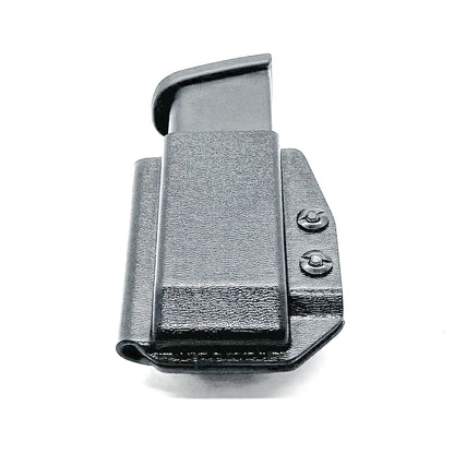 Black Kydex IWB AIWB appendix inside waistband magazine pouch carrier or holster for the Glock 20 10mm mags from Four Brothers Holsters. Made in USA.