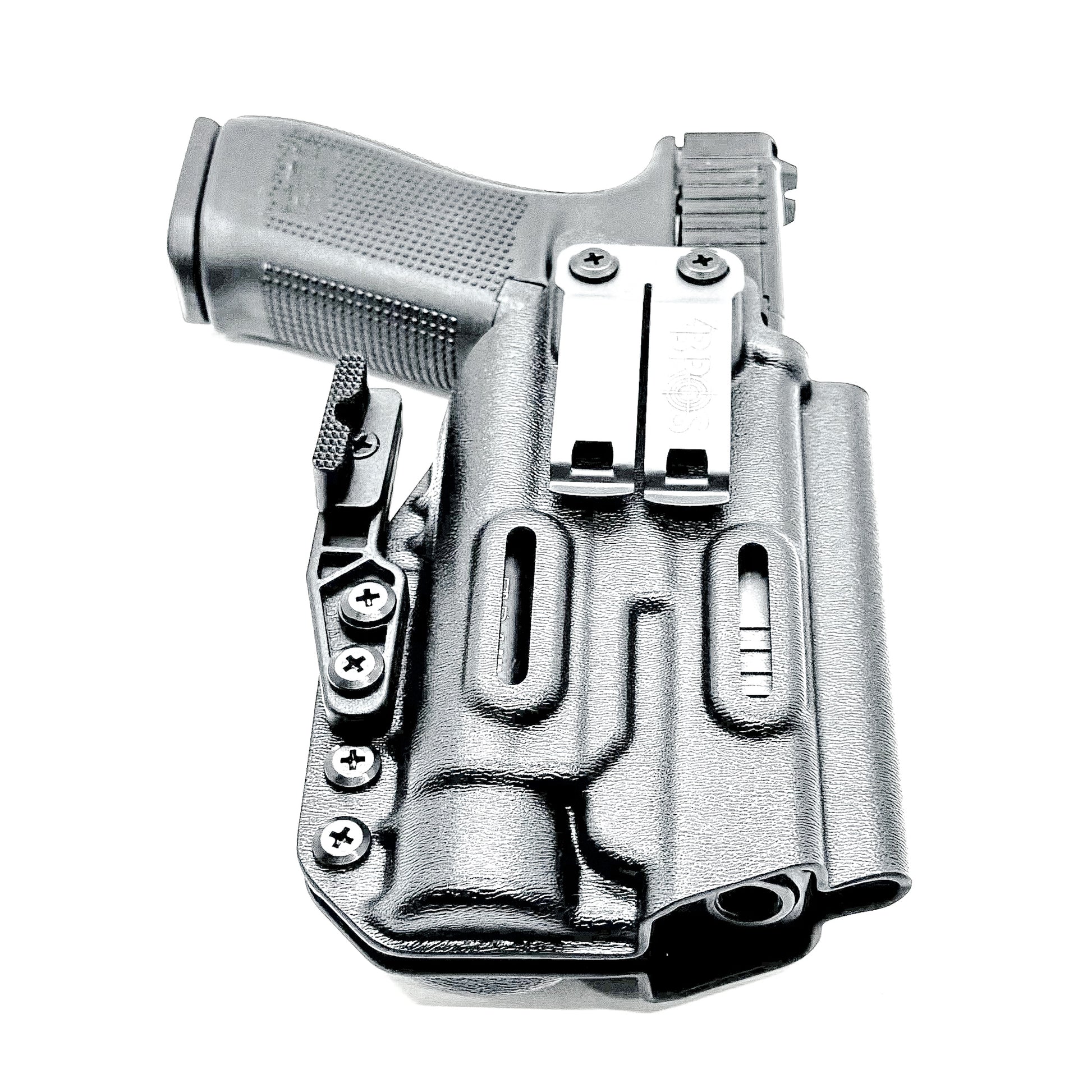 Black IWB Kydex Inside Waistband Holster for the Glock 20 Gen 5 pistols with the Streamlight TLR-1 HL from Four Brothers 4BROS Holsters. 