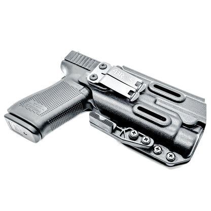 Black IWB Kydex Inside Waistband Holster for the Glock 20 Gen 5 pistols with the Streamlight TLR-1 HL from Four Brothers 4BROS Holsters. 