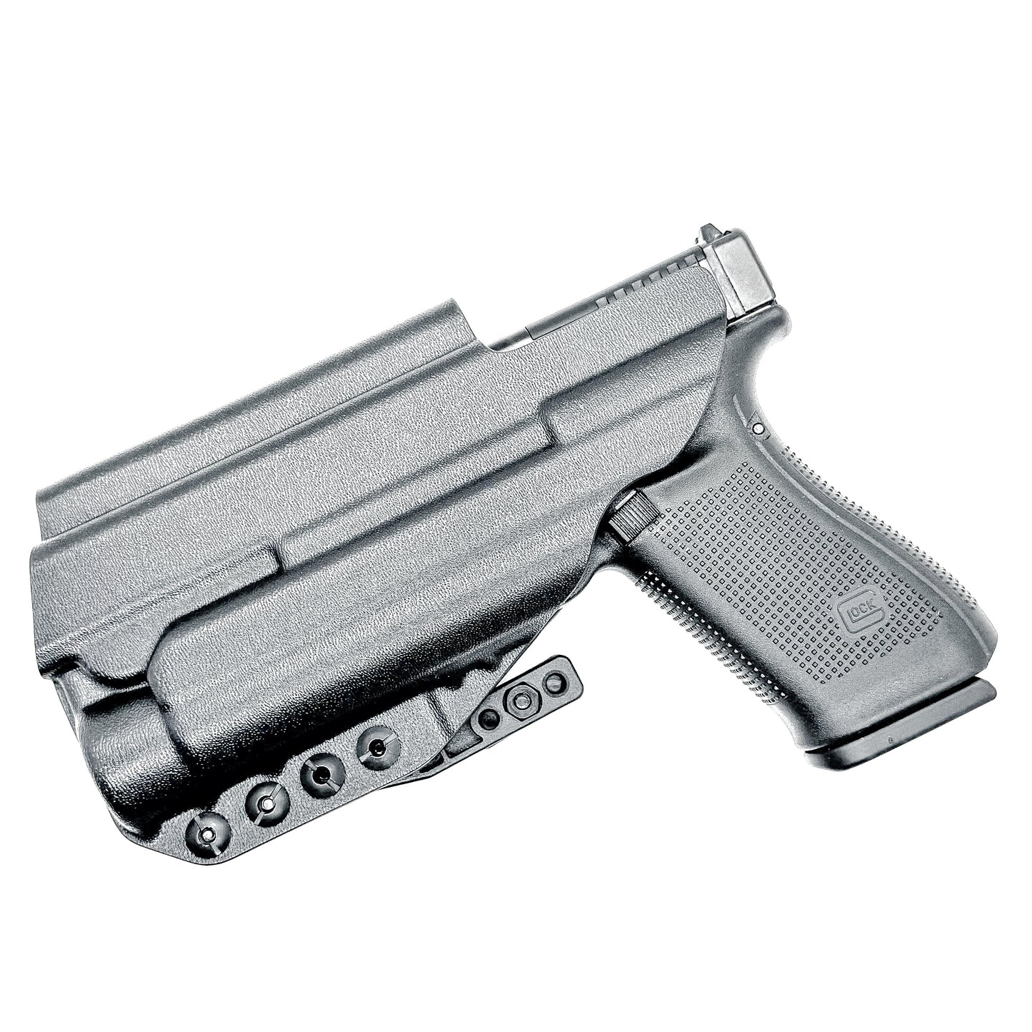 Black IWB Kydex Inside Waistband Holster for the Glock 20 Gen 5 pistols with the Streamlight TLR-1 HL from Four Brothers 4BROS Holsters. 