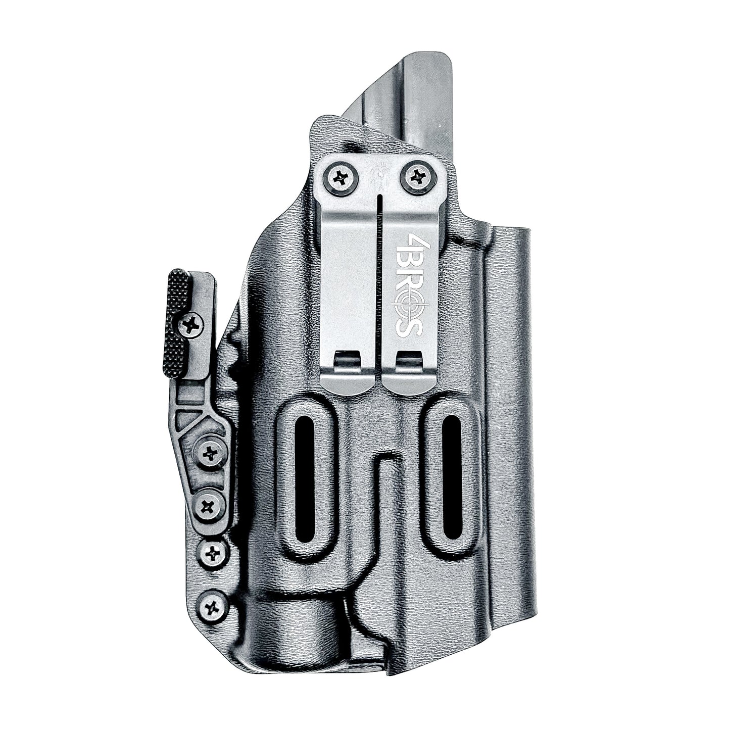 Black IWB Kydex Inside Waistband Holster for the Glock 20 Gen 5 pistols with the Streamlight TLR-1 HL from Four Brothers 4BROS Holsters. 