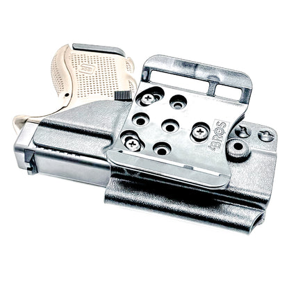 Glock 26 OWB Holster for Gen 3, 4, 5 & Gen V. Kydex Outside Waistband holster with adjustable retention, optic cut and threaded barrel clearance.