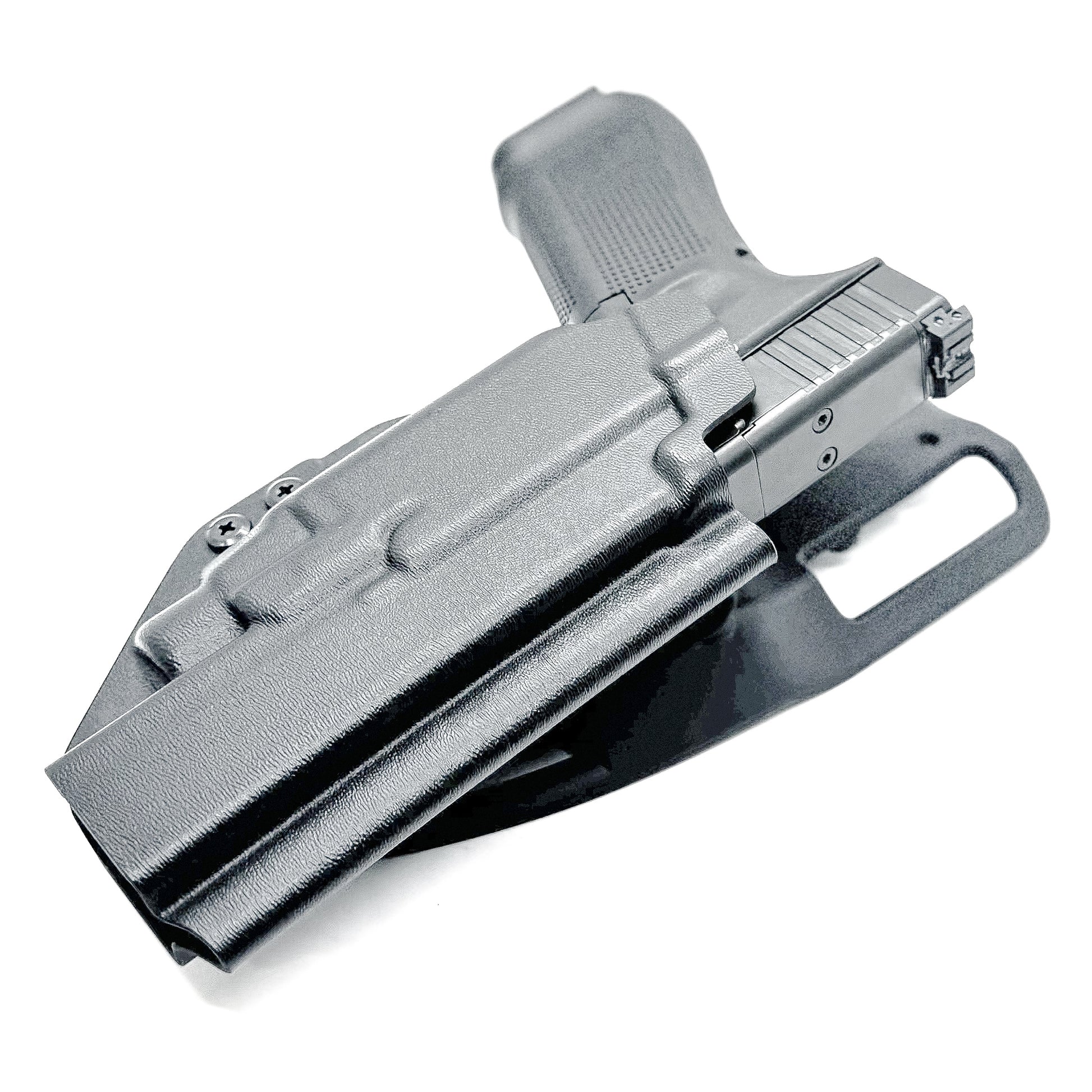 Glock 34 with TLR-7 X or TLR-7 HL-X Black Duty and Competition Holster with duty drop.