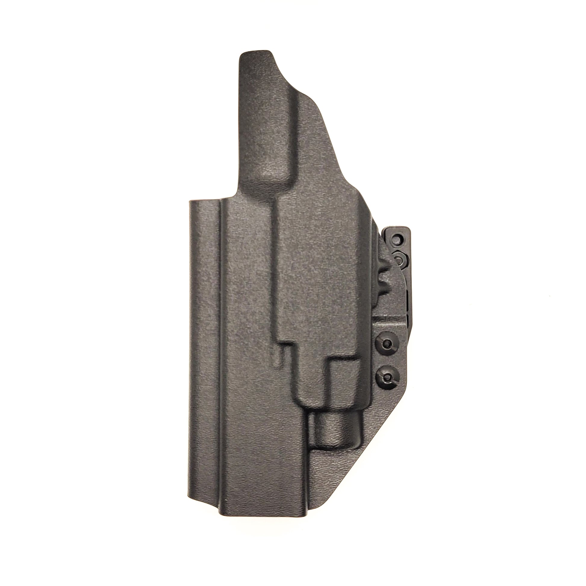 For the Best, most comfortable Inside Waistband IWB AIWB Appendix Kydex holster designed to fit the Glock Gen 5 34 and 34 MOS, with the Streamlight TLR-7 HL-X, TLR-7 X, & TLR-7 A, shop Four Brothers 4BROS holsters. Adjustable retention, full sweat guard, smooth edges for comfort and concealment. Made in the USA TLR-7X