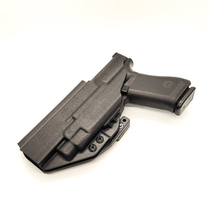 For the Best, most comfortable Inside Waistband IWB AIWB Appendix Kydex holster designed to fit the Glock Gen 5 34 and 34 MOS, with the Streamlight TLR-7 HL-X, TLR-7 X, & TLR-7 A, shop Four Brothers 4BROS holsters. Adjustable retention, full sweat guard, smooth edges for comfort and concealment. Made in the USA TLR-7X