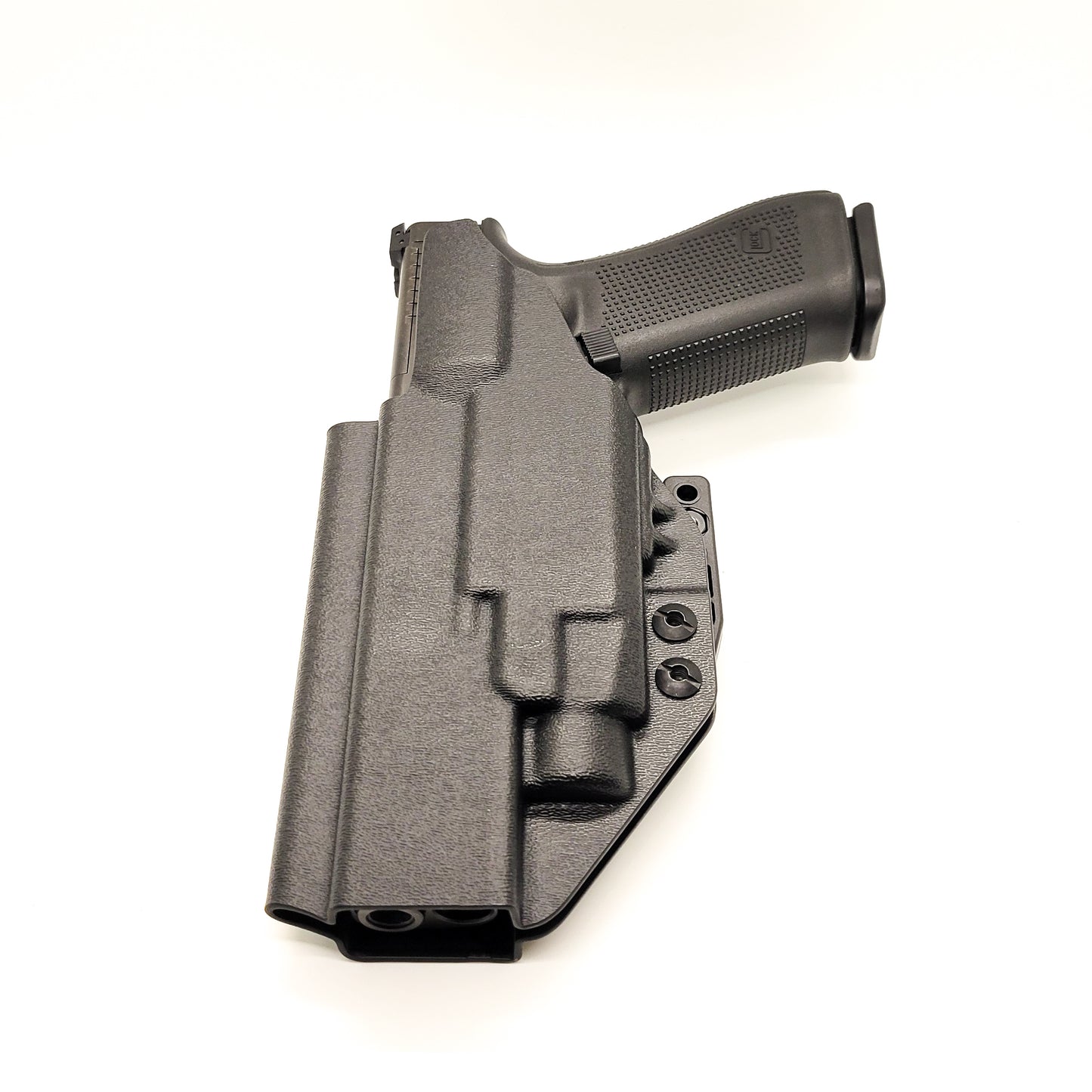 For the Best, most comfortable Inside Waistband IWB AIWB Appendix Kydex holster designed to fit the Glock Gen 5 34 and 34 MOS, with the Streamlight TLR-7 HL-X, TLR-7 X, & TLR-7 A, shop Four Brothers 4BROS holsters. Adjustable retention, full sweat guard, smooth edges for comfort and concealment. Made in the USA TLR-7X