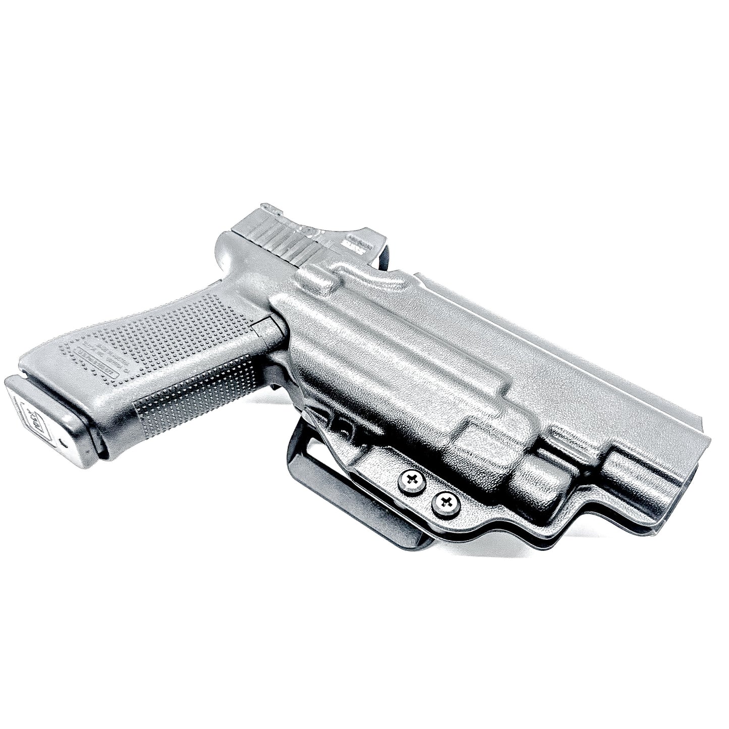 Glock 34 with TLR7 HL-X Outside Waistband Holster with 4BROS 1.5" Slide in black
