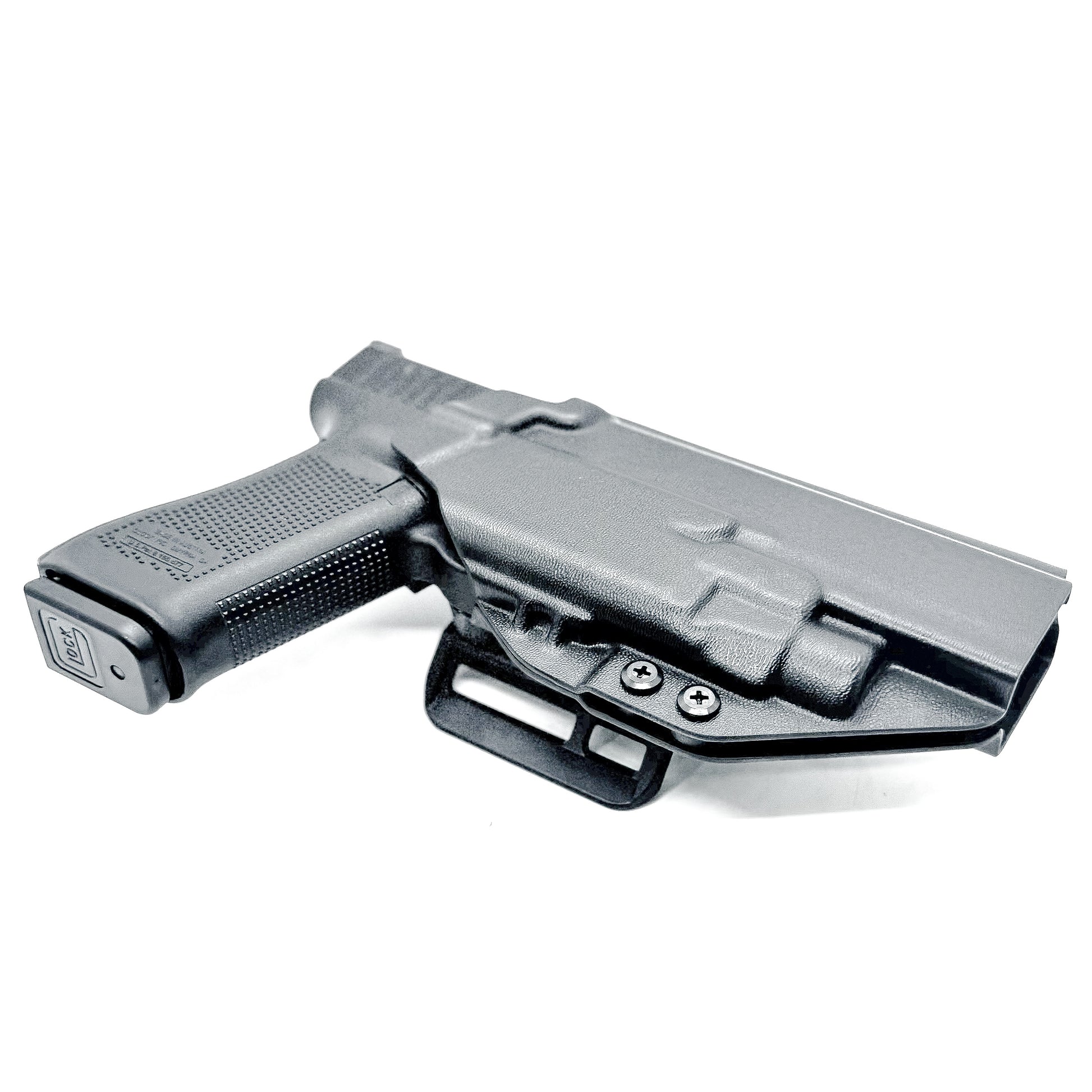 Glock 34 with TLR7 HL-X Outside Waistband Holster with 4BROS 1.5" Slide in black