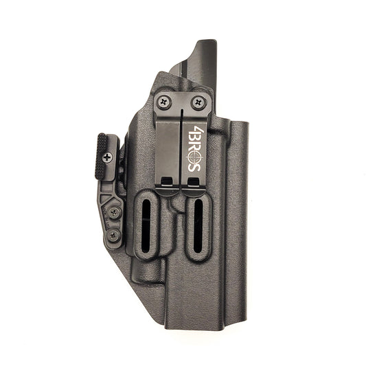 For the Best, most comfortable Inside Waistband IWB AIWB Appendix Kydex holster for the Glock Gen 5 34 and 34 MOS & Streamlight TLR-7 X, & TLR-7 A, shop Four Brothers holsters. 