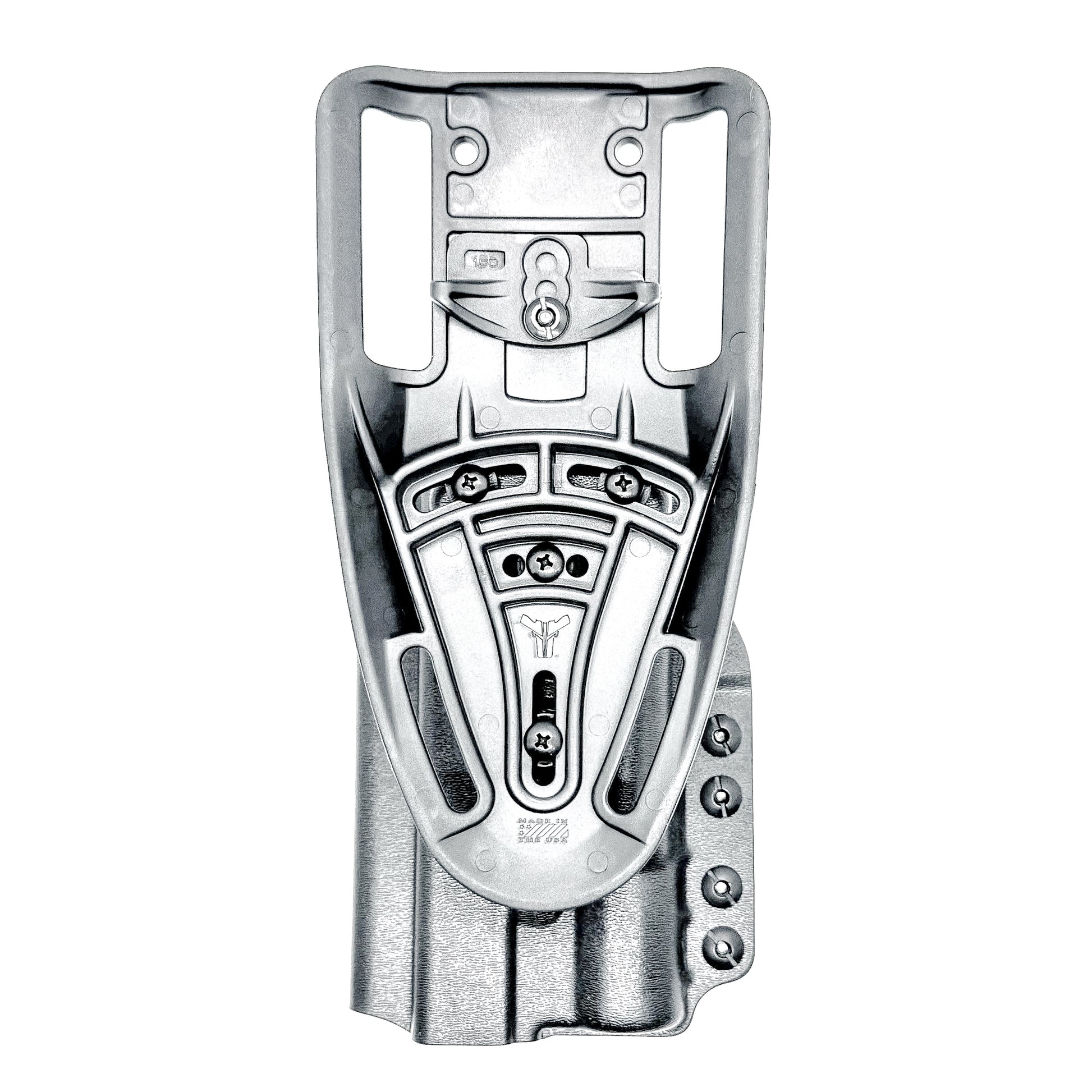 Black OWB Duty & Competition holster for the Glock 34 and Surefire X300 shown with Duty Drop attachment.