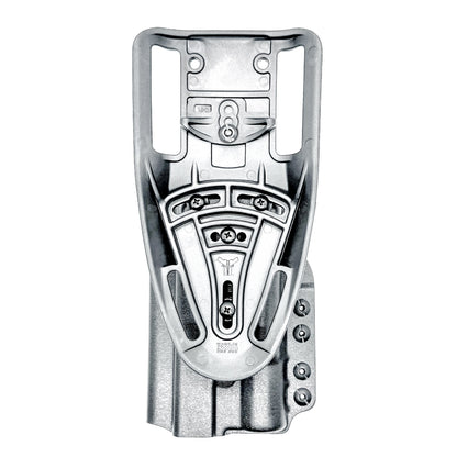 Black OWB Duty & Competition holster for the Glock 34 and Surefire X300 shown with Duty Drop attachment.