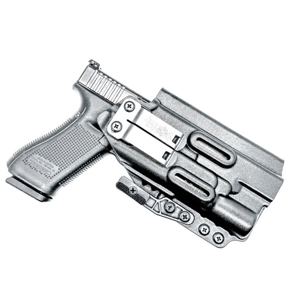 Black Inside Waistband IWB holster for the Glock 34 with Surefire X300U.  Shown with DCC Monoblock and a modwing.