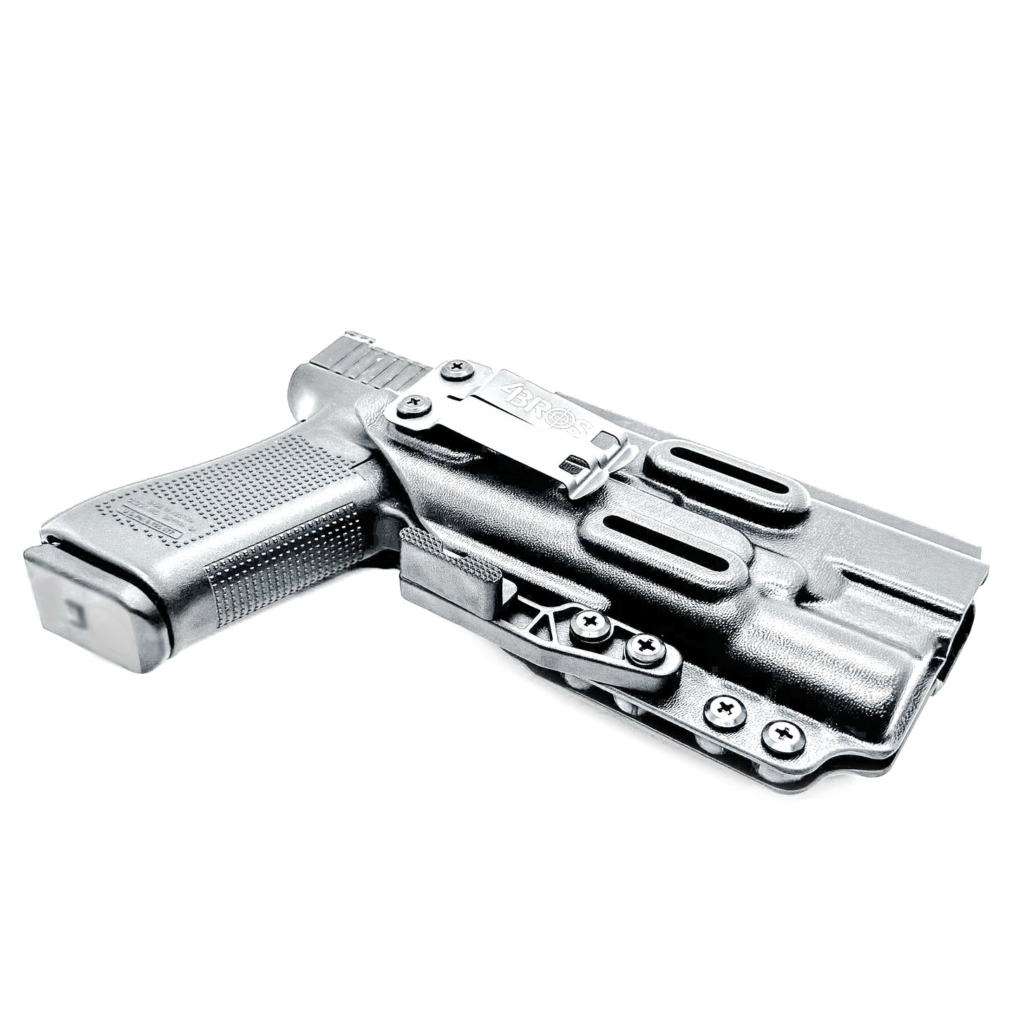 Black Inside Waistband IWB holster for the Glock 34 with Surefire X300U.  Shown with DCC Monoblock and a modwing.