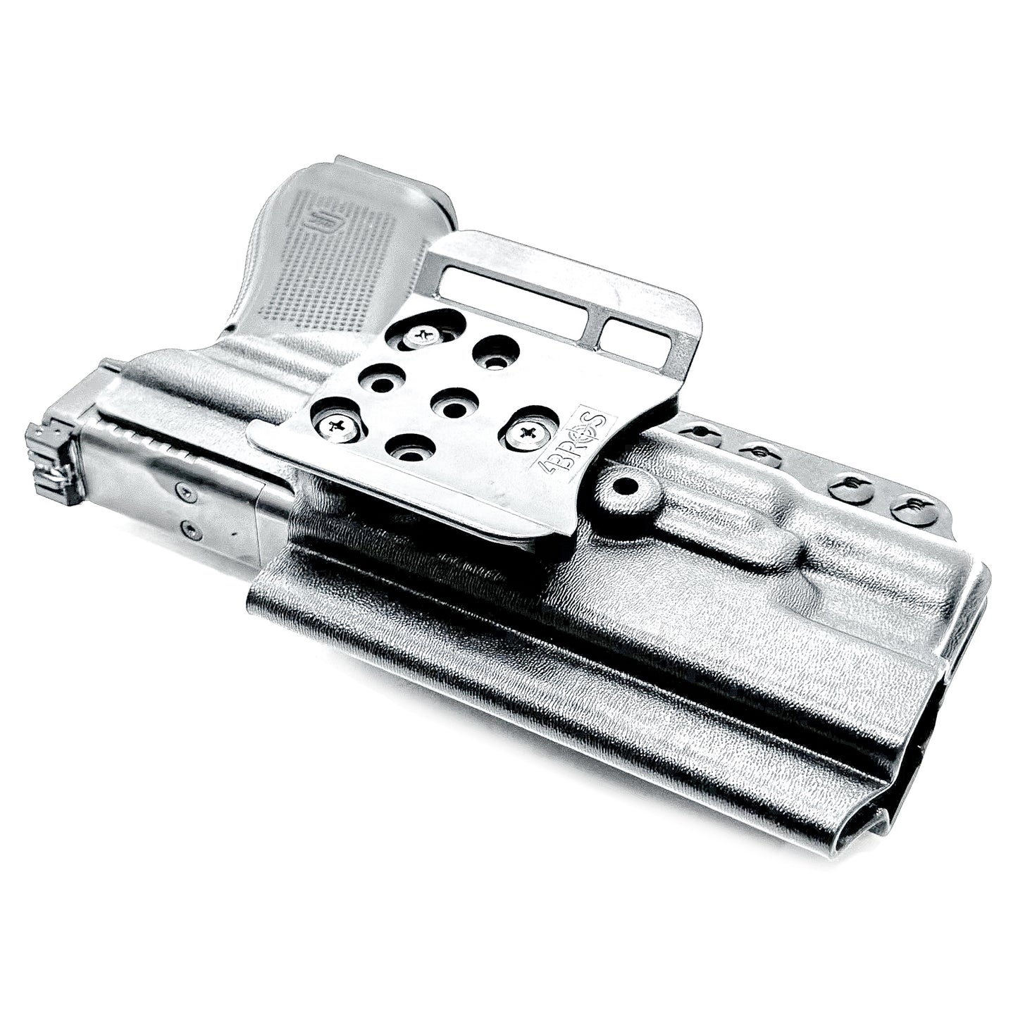 Outside Waistband holster for the Glock 34 and Surefire X300 in black with 4BROS 1.5" Belt Slide.