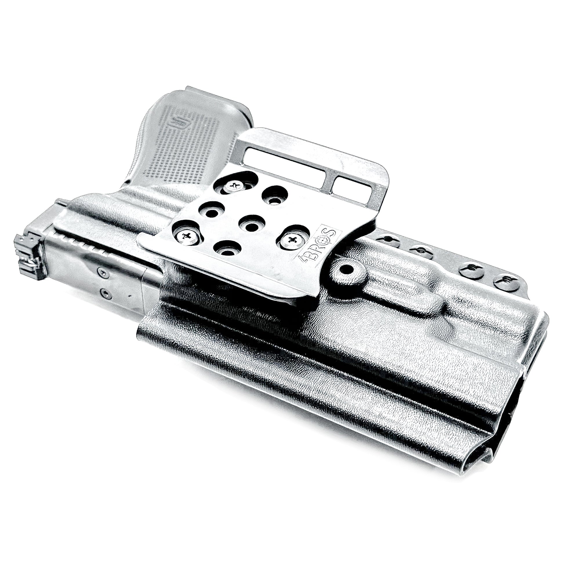 Outside Waistband holster for the Glock 34 and Surefire X300 in black with 4BROS 1.5" Belt Slide.