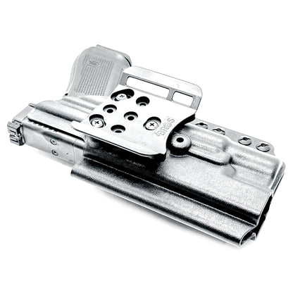 Outside Waistband holster for the Glock 34 and Surefire X300 in black with 4BROS 1.5" Belt Slide.