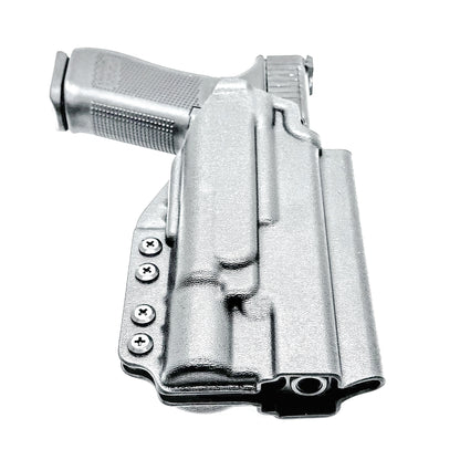 Outside Waistband holster for the Glock 34 and Surefire X300 in black with 4BROS 1.5" Belt Slide.