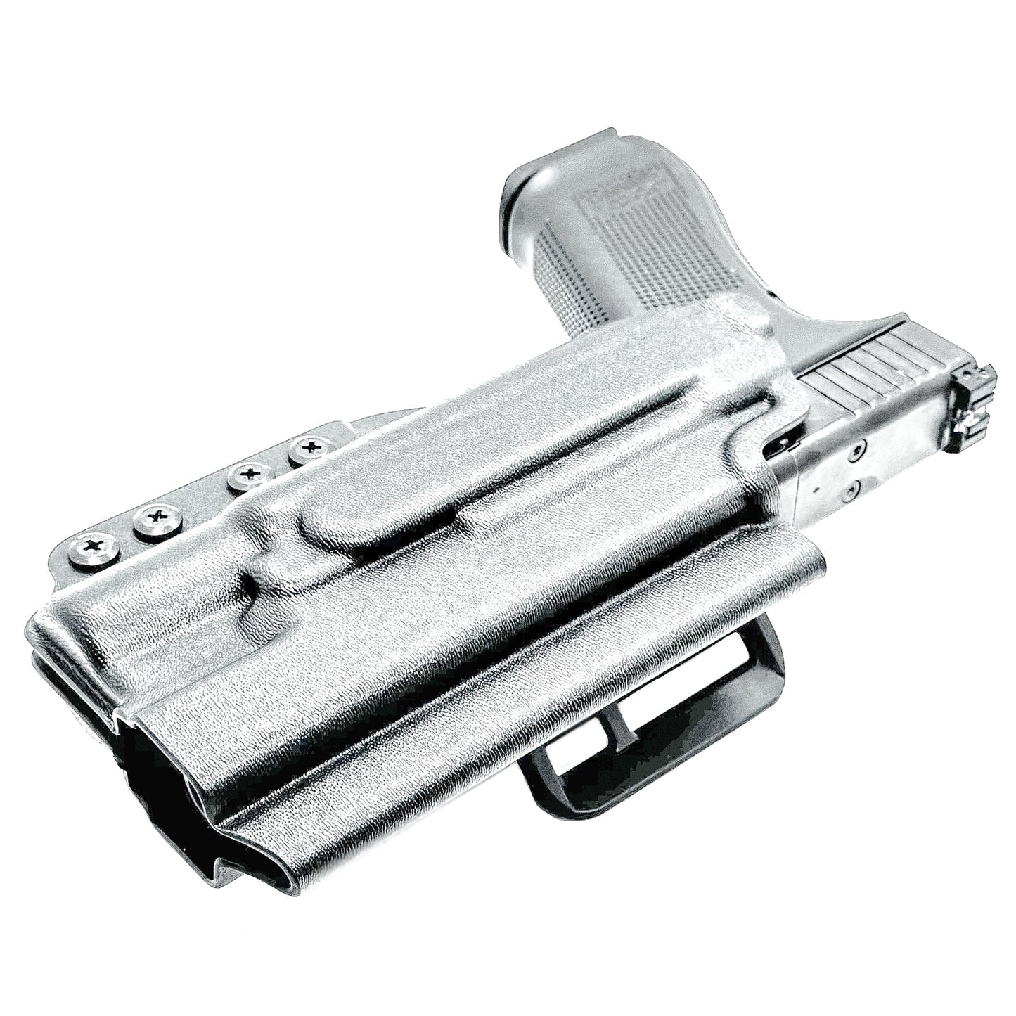 Outside Waistband holster for the Glock 34 and Surefire X300 in black with 4BROS 1.5" Belt Slide.