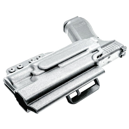 Outside Waistband holster for the Glock 34 and Surefire X300 in black with 4BROS 1.5" Belt Slide.