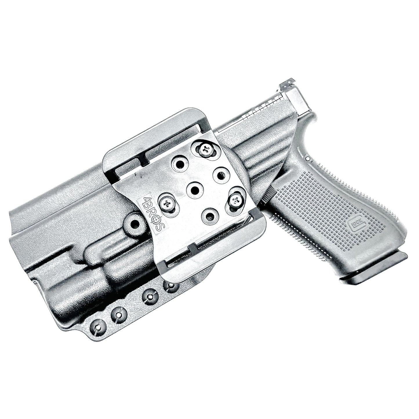 Outside Waistband holster for the Glock 34 and Surefire X300 in black with 4BROS 1.5" Belt Slide.