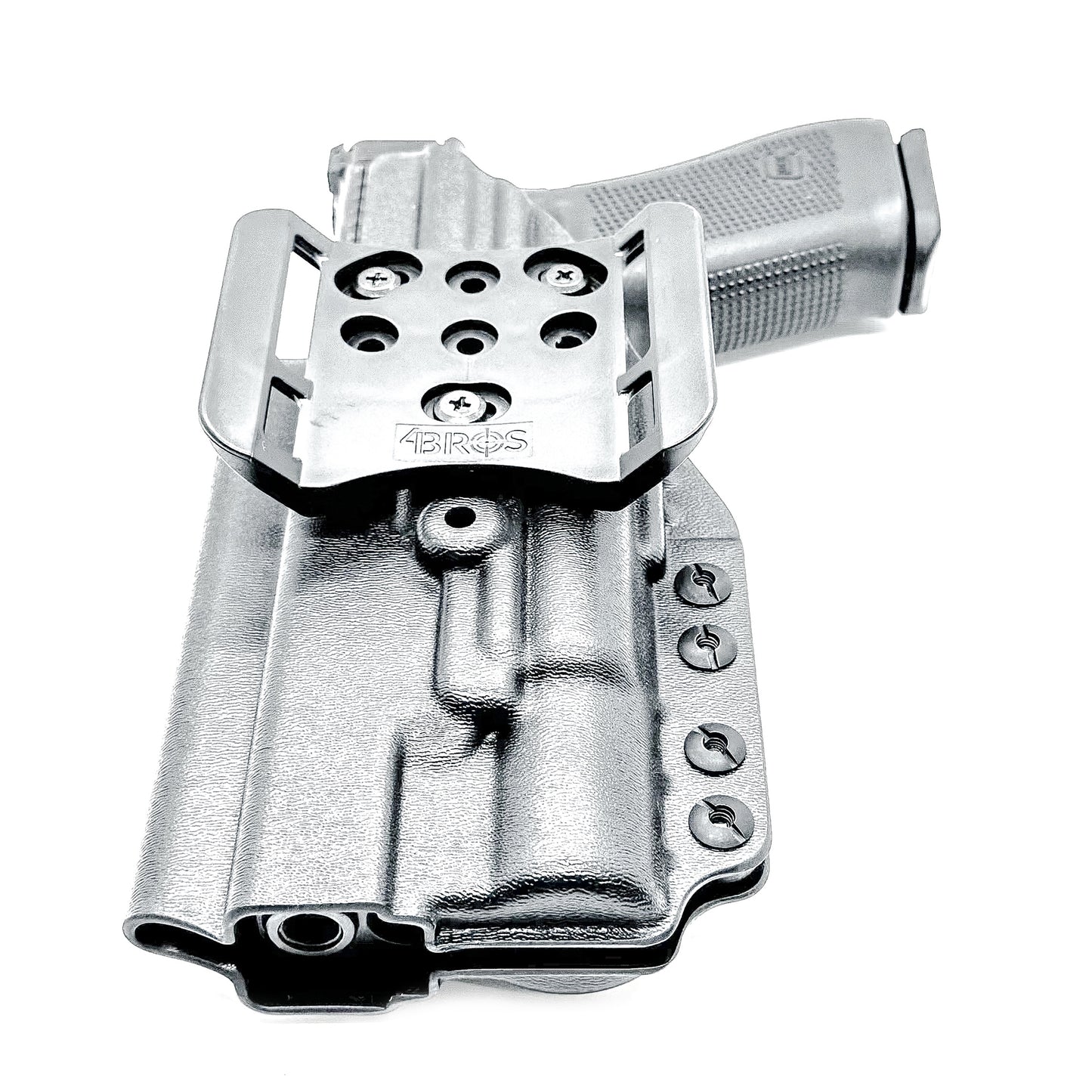 Outside Waistband holster for the Glock 34 and Surefire X300 in black with 4BROS 1.5" Belt Slide.