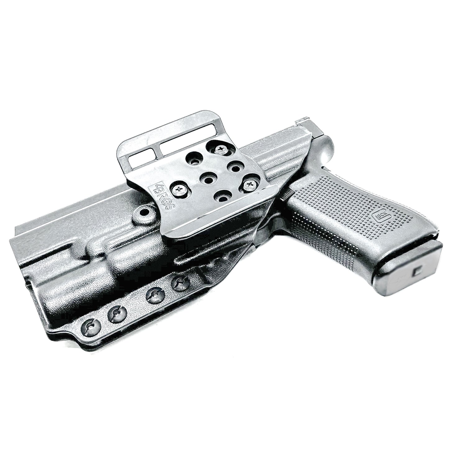 Outside Waistband holster for the Glock 34 and Surefire X300 in black with 4BROS 1.5" Belt Slide.