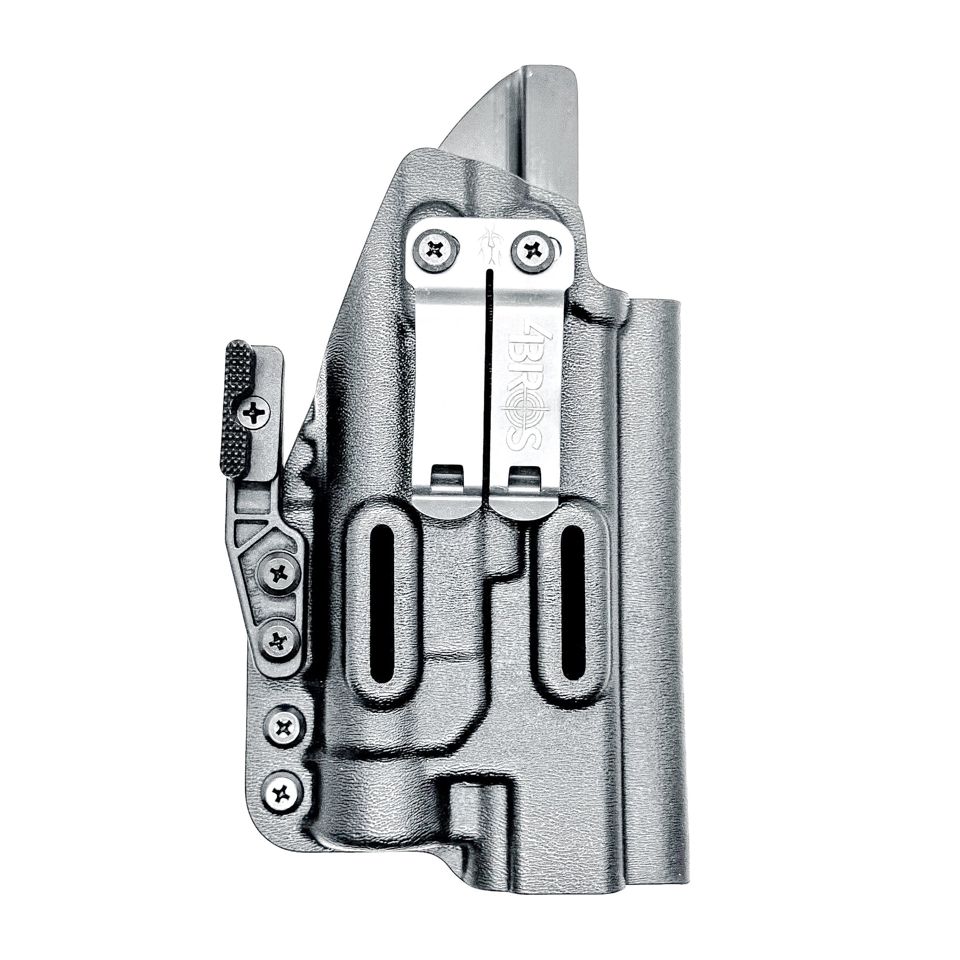 Black Inside Waistband (IWB) holster for the Glock 34 & Streamlight TLR- HL with DCC Monoblock and modwing.