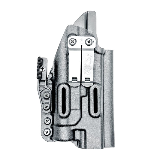 Black Inside Waistband (IWB) holster for the Glock 34 & Streamlight TLR- HL with DCC Monoblock and modwing.