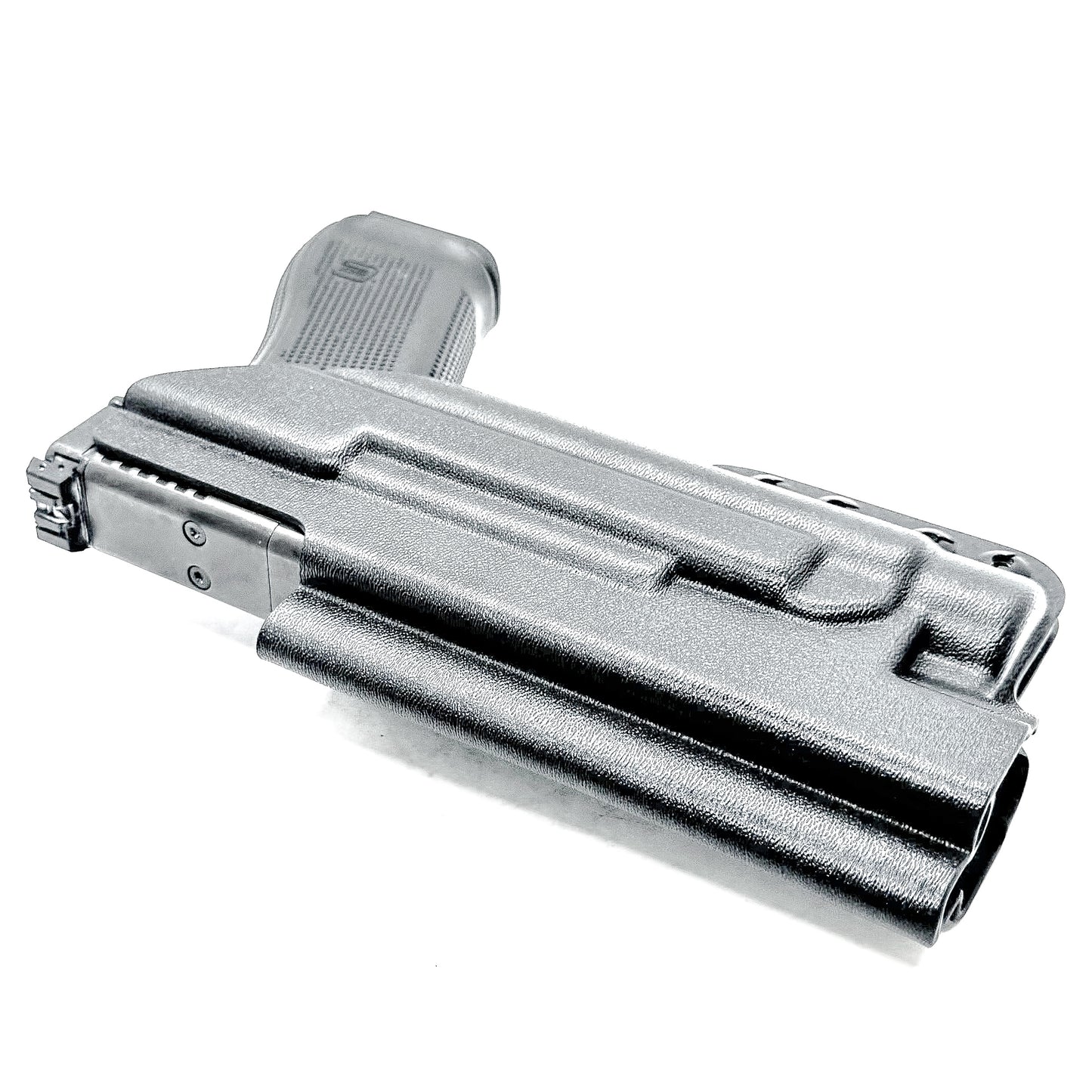 Black Inside Waistband (IWB) holster for the Glock 34 & Streamlight TLR- HL with DCC Monoblock and modwing.