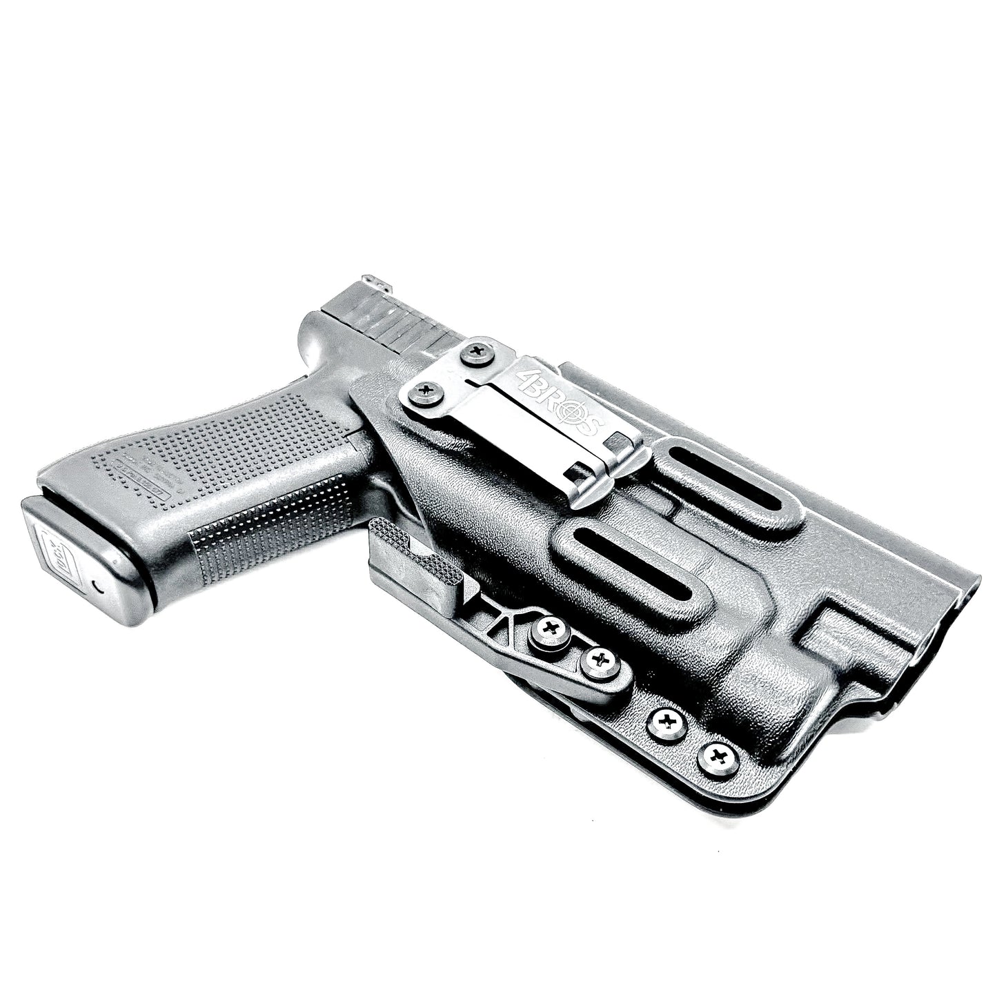 Black Inside Waistband (IWB) holster for the Glock 34 & Streamlight TLR- HL with DCC Monoblock and modwing.