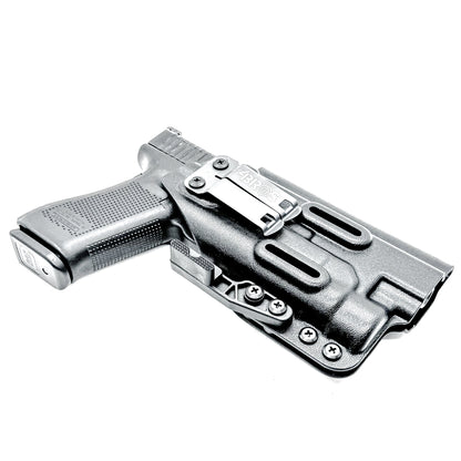 Black Inside Waistband (IWB) holster for the Glock 34 & Streamlight TLR- HL with DCC Monoblock and modwing.