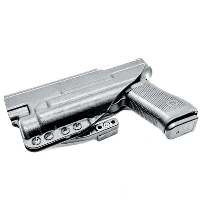 Black Inside Waistband (IWB) holster for the Glock 34 & Streamlight TLR- HL with DCC Monoblock and modwing.