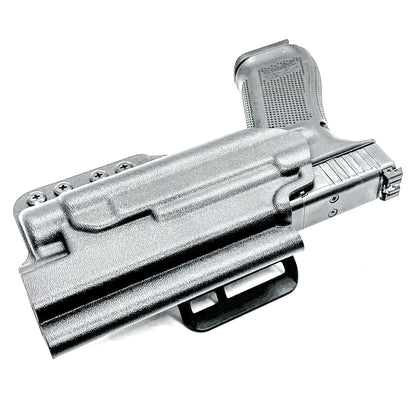 Outside Waistband (OWB) holster for the Glock 34 & Streamlight TLR-1 HL  in black with 4Bros 1.5" Belt Slide.