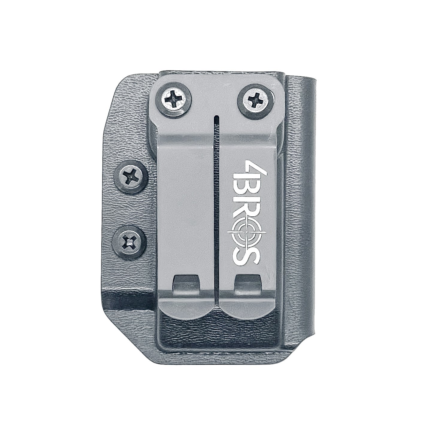 Black Kydex IWB AIWB appendix inside waistband magazine pouch for the Glock 43X & 48 from Four Brothers 4BROS Holsters.  Adjustable retention. 