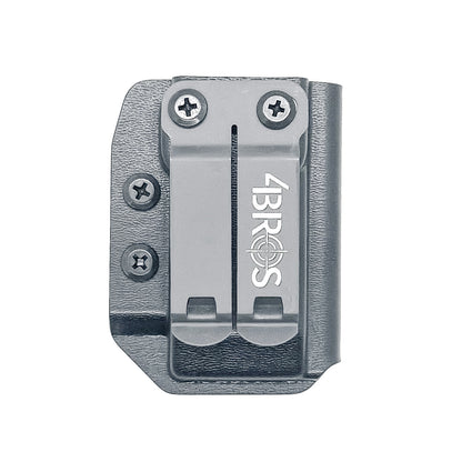 Black Kydex IWB AIWB appendix inside waistband magazine pouch for the Glock 43X & 48 from Four Brothers 4BROS Holsters.  Adjustable retention. 
