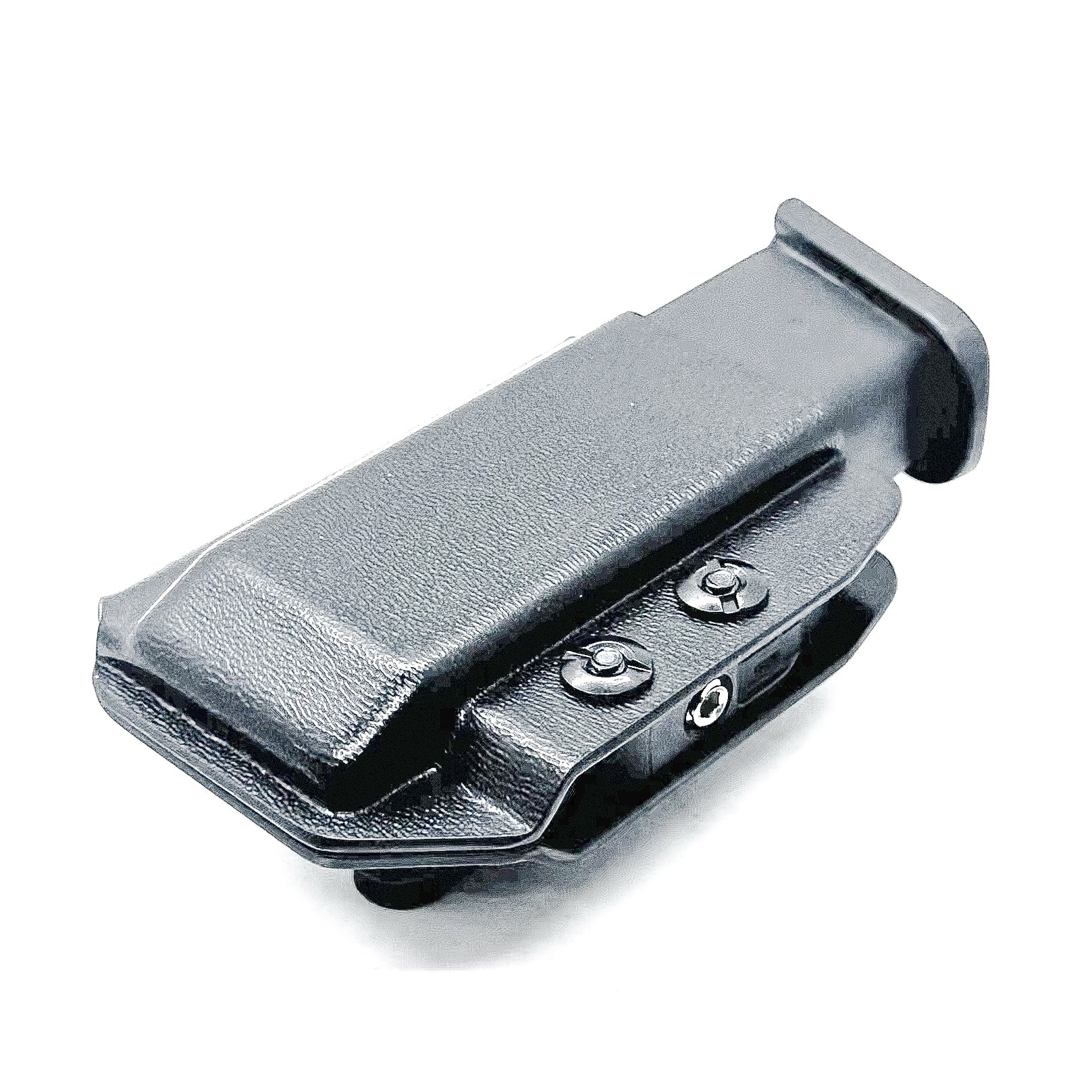 Black Kydex IWB AIWB appendix inside waistband magazine pouch for the Glock 43X & 48 from Four Brothers 4BROS Holsters.  Adjustable retention. 