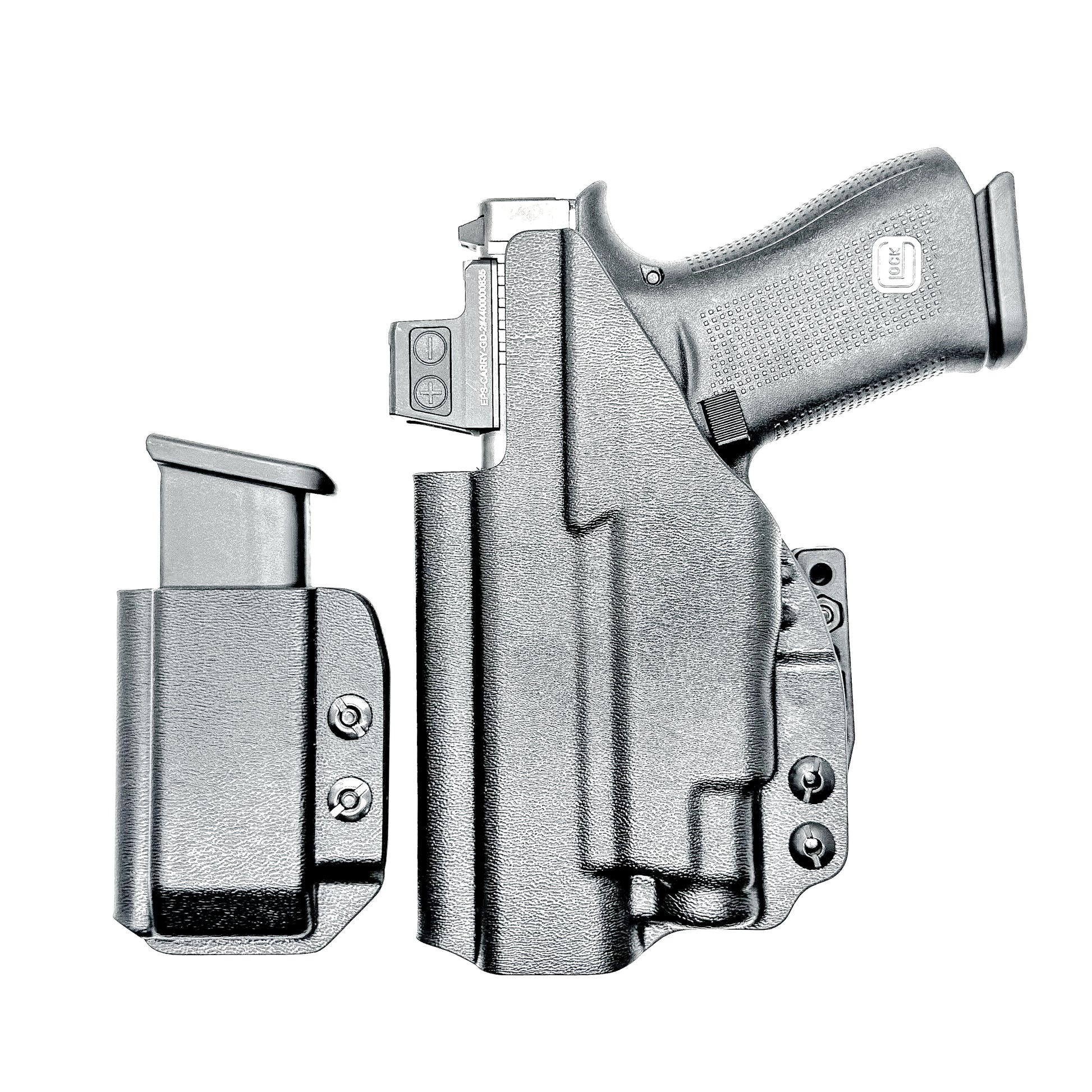 Glock 43X and 48 MOS IWB right-hand holster with Streamlight TLR-7 Sub and matching magazine carrier, built for concealed carry with secure retention