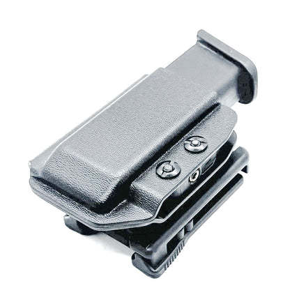 Black Kydex OWB Outside Waistband magazine pouch for the Glock 43X & 48 magazine from Four Brothers 4BROS Holsters.   Adjustable retention & cant.