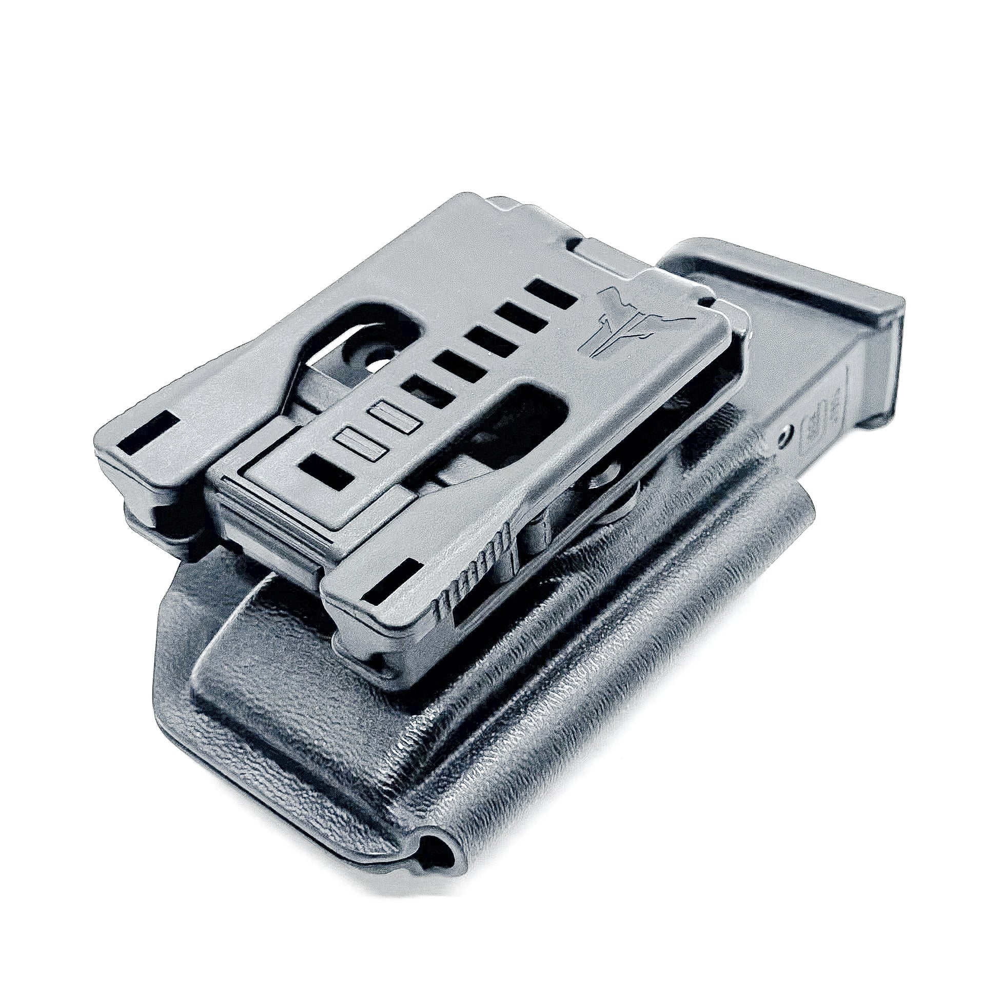 Black Kydex OWB Outside Waistband magazine pouch for the Glock 43X & 48 magazine from Four Brothers 4BROS Holsters.   Adjustable retention & cant.