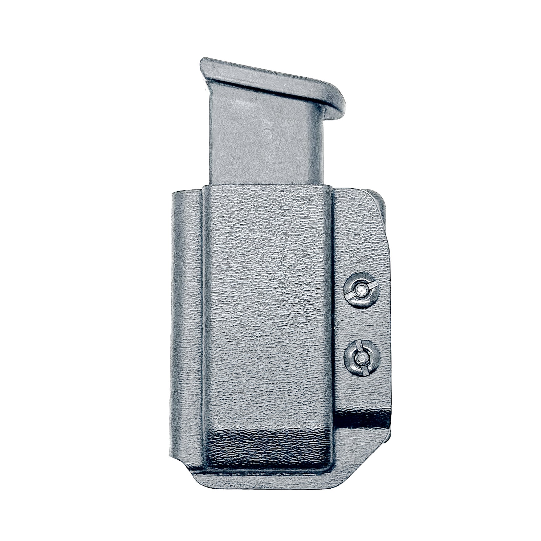 Black Kydex OWB Outside Waistband magazine pouch for the Glock 43X & 48 magazine from Four Brothers 4BROS Holsters.   Adjustable retention & cant.